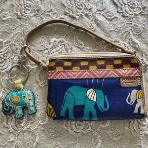 Fossil Blue and Brown Elephant Wristlet